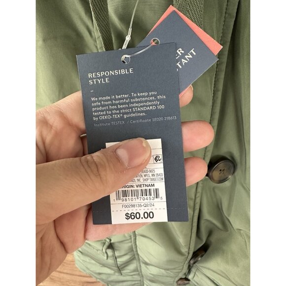 NEW Womens Long Parka Jacket SIZE L Universal Thread Olive Green Winter Coat - Picture 6 of 9